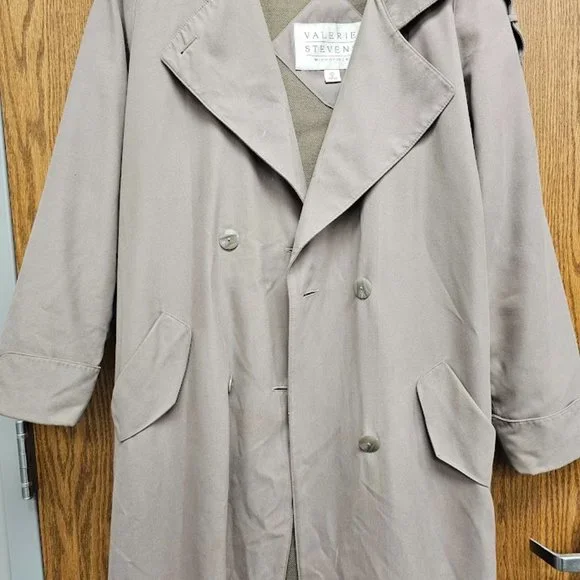 Valerie Stevens Women's Microfiber Tan Lined Trench Coat Size 6 - Picture 6 of 10